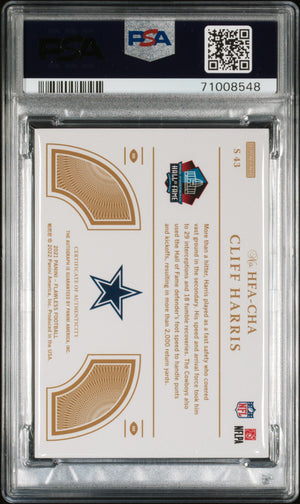 2021 Flawless #HFA-CHA Cliff Harris Hall of Fame Auto Sapphire /10 PSA 9