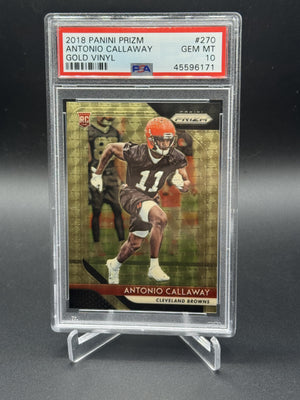 2018 Panini Prizm #270 Antonio Callaway Rookie RC Gold Vinyl PSA 10 #/5