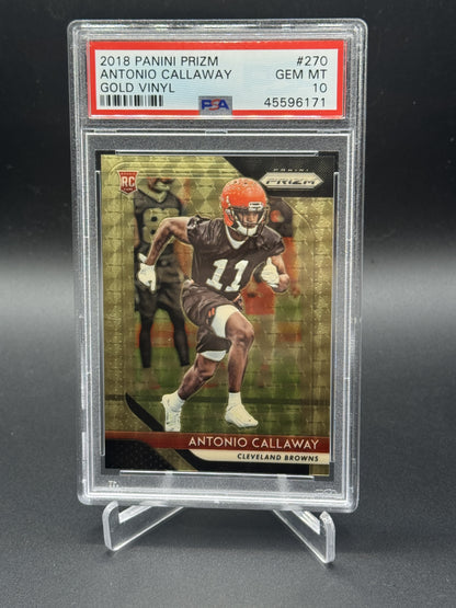 2018 Panini Prizm #270 Antonio Callaway Rookie RC Gold Vinyl PSA 10 #/5