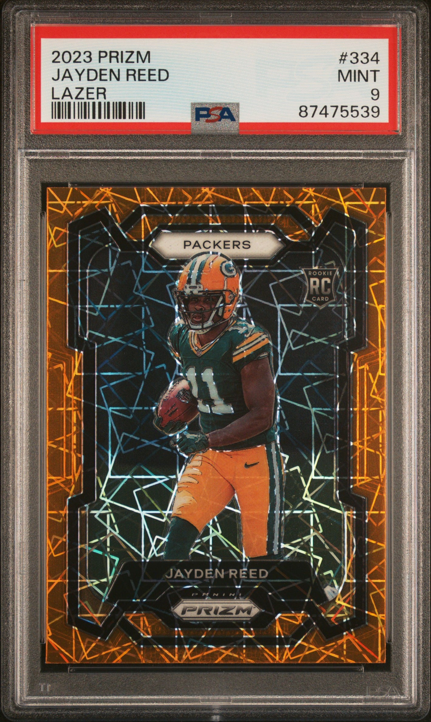 2023 Panini Prizm #334 Jayden Reed Rookie RC Lazer PSA 9