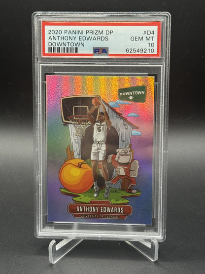 2020 Prizm Draft Picks Collegiate #D-4 Anthony Edwards Rookie RC Downtown PSA 10
