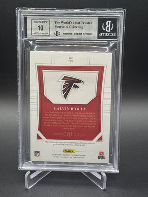 2018 National Treasures #185 Calvin Ridley Rookie RC Patch Auto /99 BGS 9