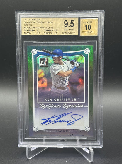 2017 Donruss #SIG-KG Ken Griffey Jr. Significant Signatures Green /3 BGS 9.5