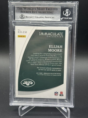 2021 Immaculate #RH-EM Elijah Moore Rookie Helmet Team Logos Flag 1/1 BGS 9
