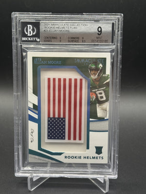 2021 Immaculate #RH-EM Elijah Moore Rookie Helmet Team Logos Flag 1/1 BGS 9