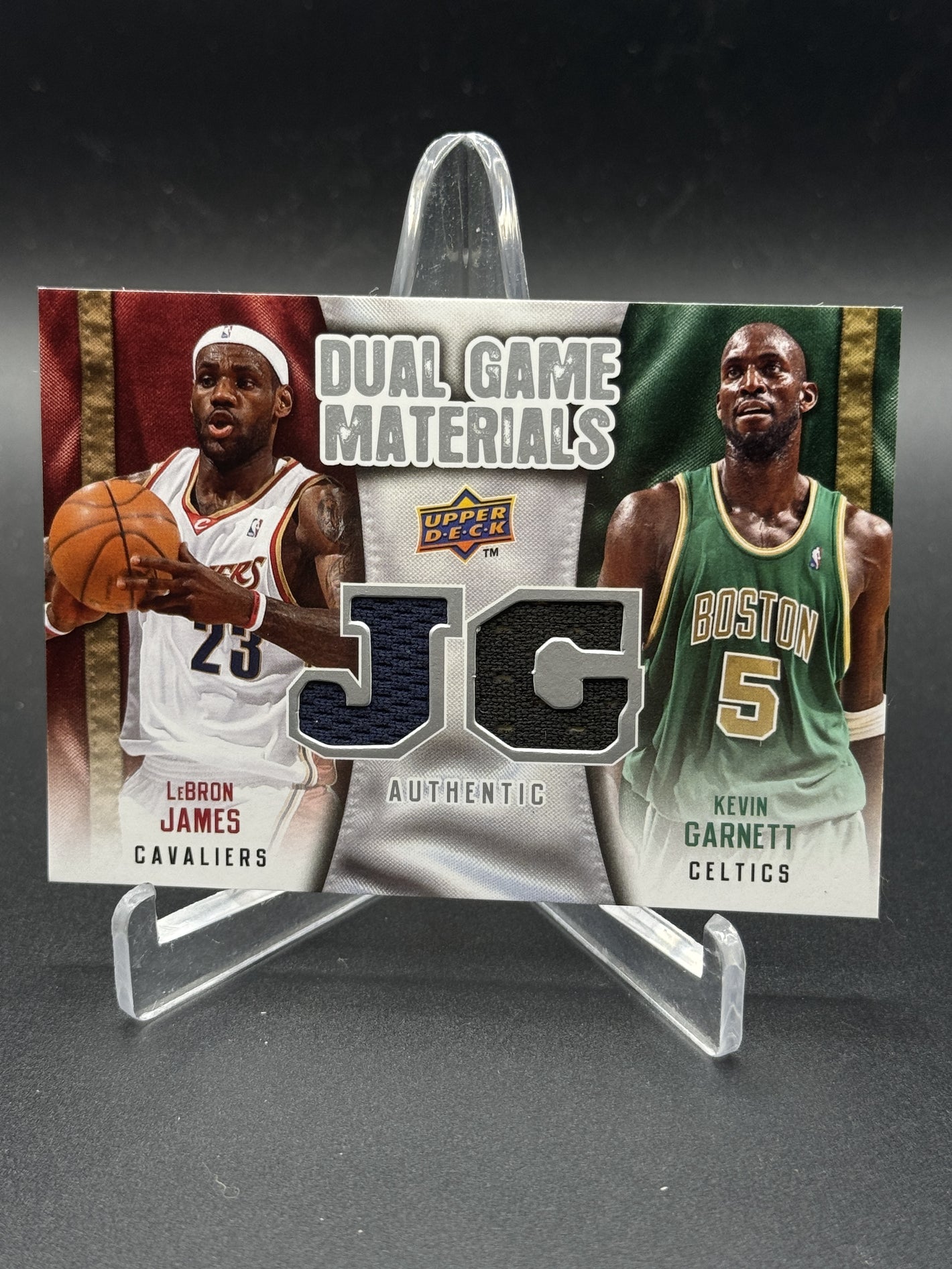 2009-10 Upper Deck #DG-LK LeBron James / Kevin Garnett Dual Game Materials