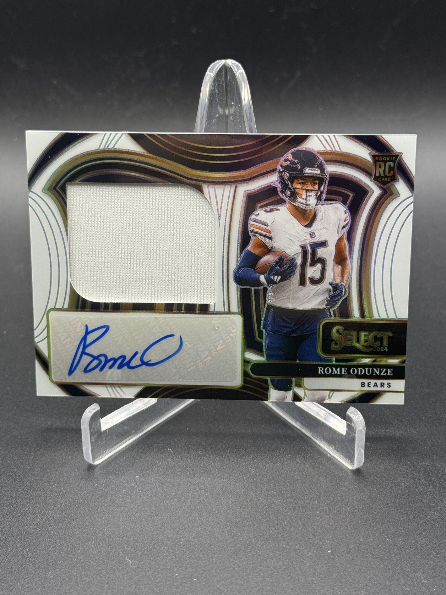 2024 Select Rome Odunze Jumbo Rookie Signature Swatches White Prizm #/75