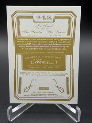 2019 Flawless Joe Sewell / Tris Speaker / Bob Lemon Triple Legends Relics /25
