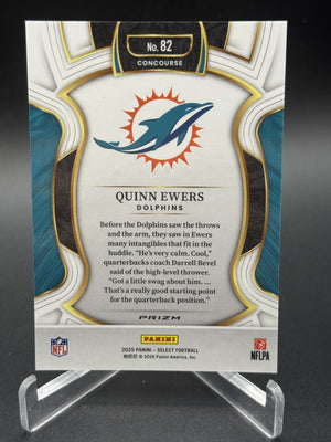 2025 Panini Select #82 Quinn Ewers Rookie RC Zebra Prizm Shock