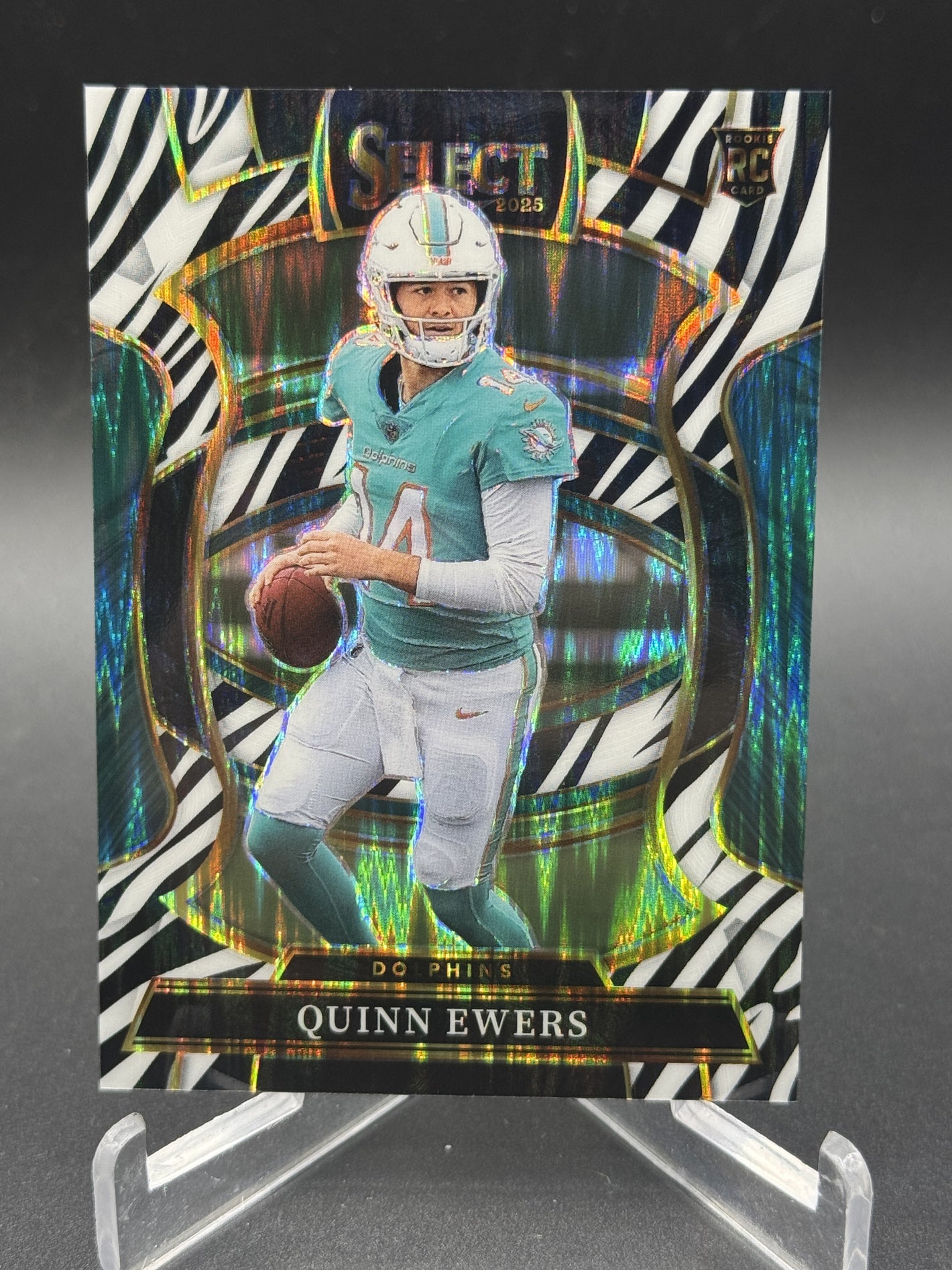 2025 Panini Select #82 Quinn Ewers Rookie RC Zebra Prizm Shock