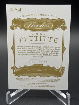 2018 Panini Flawless #FS-AP Andy Pettitte Flawless Signatures #/25