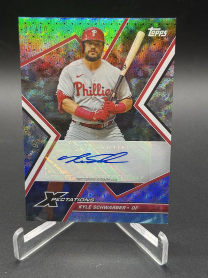 2023 Topps Xpectations #XA-KS Kyle Schwarber Autographs Cyber Cyan #/10