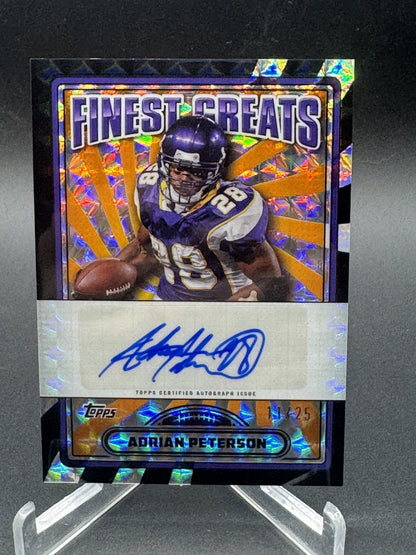 2024 Finest #FG-AP Adrian Peterson Greats Auto Black Geometric Refractor /25