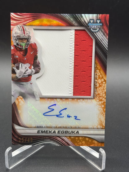 2024 Bowman University Best Emeka Egbuka Jumbo Relic Auto First Honor Roll /49