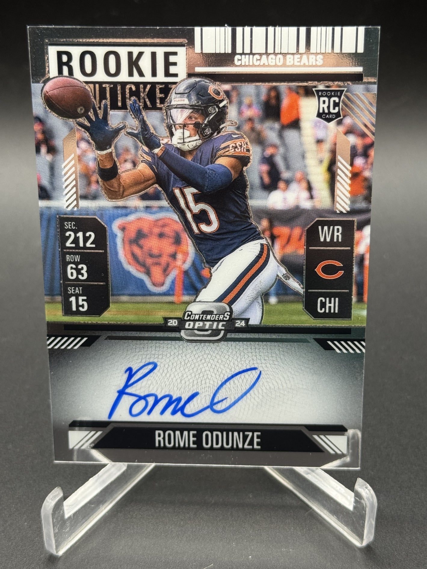 2024 Panini Contenders Optic #104 Rome Odunze Rookie Ticket Auto