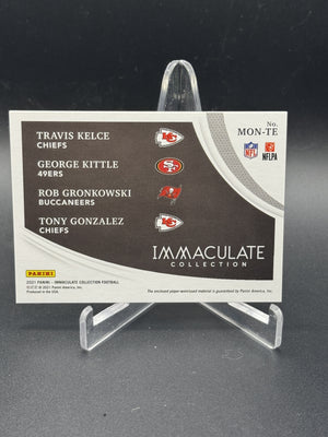 2021 Immaculate Kittle Gronkowski Gonzalez Kelce Monuments Quad Used Jersey /49