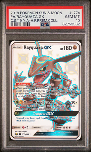 2018 Pokemon Sun & Moon Celestial Storm #177a Rayquaza Gx Full Art PSA 10