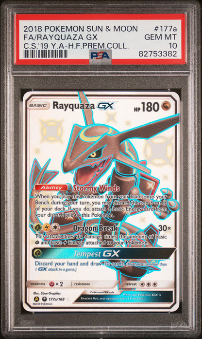 2018 Pokemon Sun & Moon Celestial Storm #177a Rayquaza Gx Full Art PSA 10