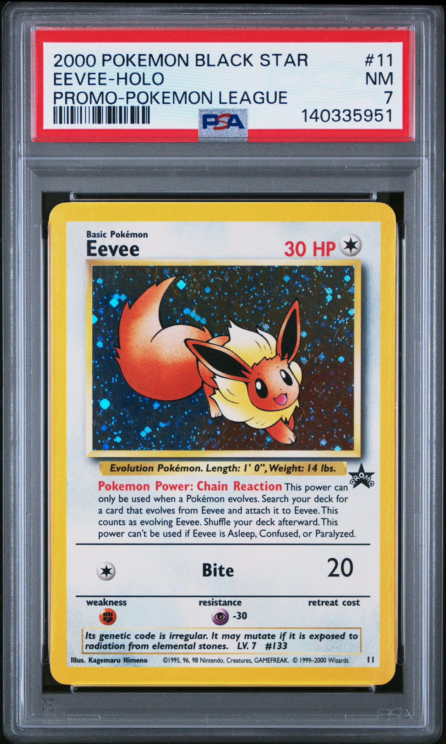 2000 Pokemon Promo Black Star #11 Eevee Holo Pokemon League PSA 7