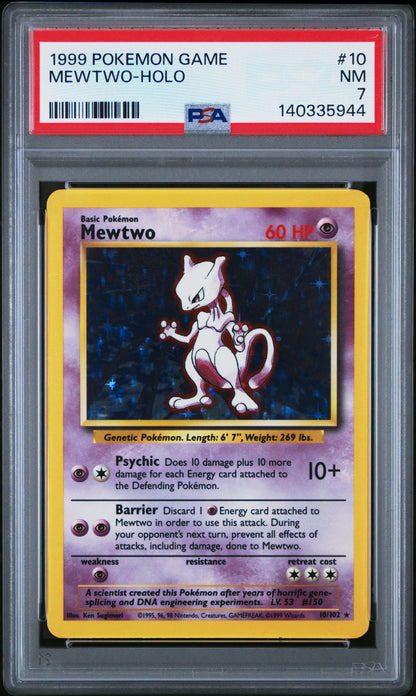 1999 Pokemon Game #010/102 Mewtwo Holo PSA 7