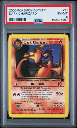 2000 Pokemon Rocket #21 Dark Charizard PSA 8