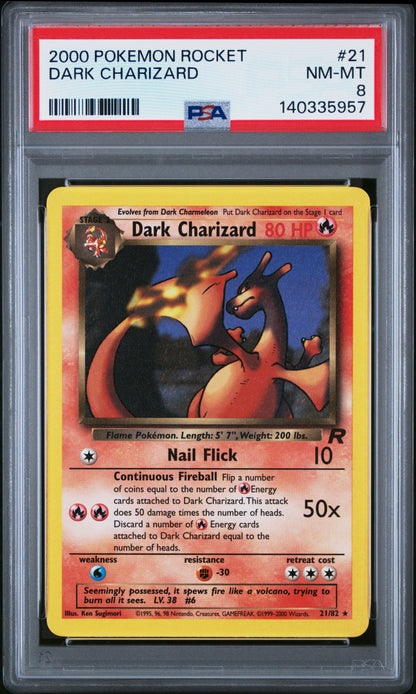 2000 Pokemon Rocket #21 Dark Charizard PSA 8