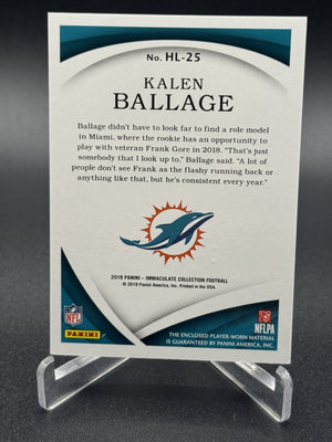 2018 Panini Immaculate Collection #HL-25 Kalen Ballage Rookie Helmet Flag #/1