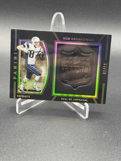 2016 Panini Black Gold #SA23 Rob Gronkowski NFL Seal of Approval Black Gold #/10