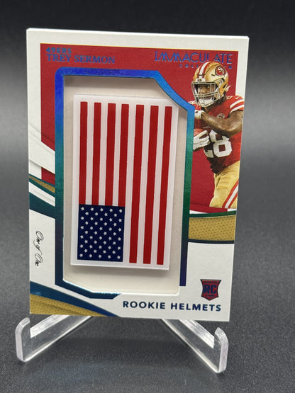 2021 Panini Immaculate #RH-TS Trey Sermon Rookie Helmet Team Logos Flag #/1