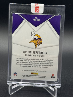2022 Panini Chronicles #PAR-JUJ Justin Jefferson Paramount Signatures Blue #/25