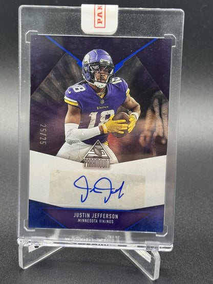 2022 Panini Chronicles #PAR-JUJ Justin Jefferson Paramount Signatures Blue #/25