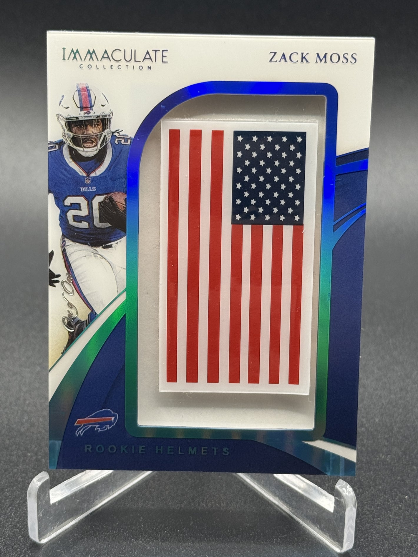 2020 Panini Immaculate Collection #HL26 Zack Moss Rookie Helmet Flag #/1