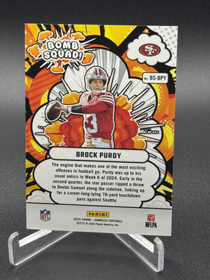 2025 Donruss #BS-BPY Brock Purdy Bomb Squad Holo #/100