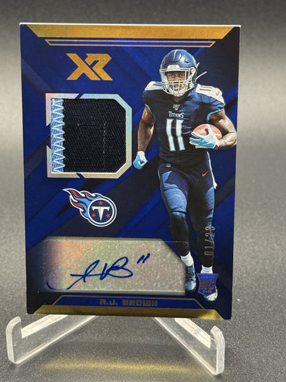 2019 Panini XR #RSA-11 A.J. Brown Rookie Swatch Autographs Blue #/20