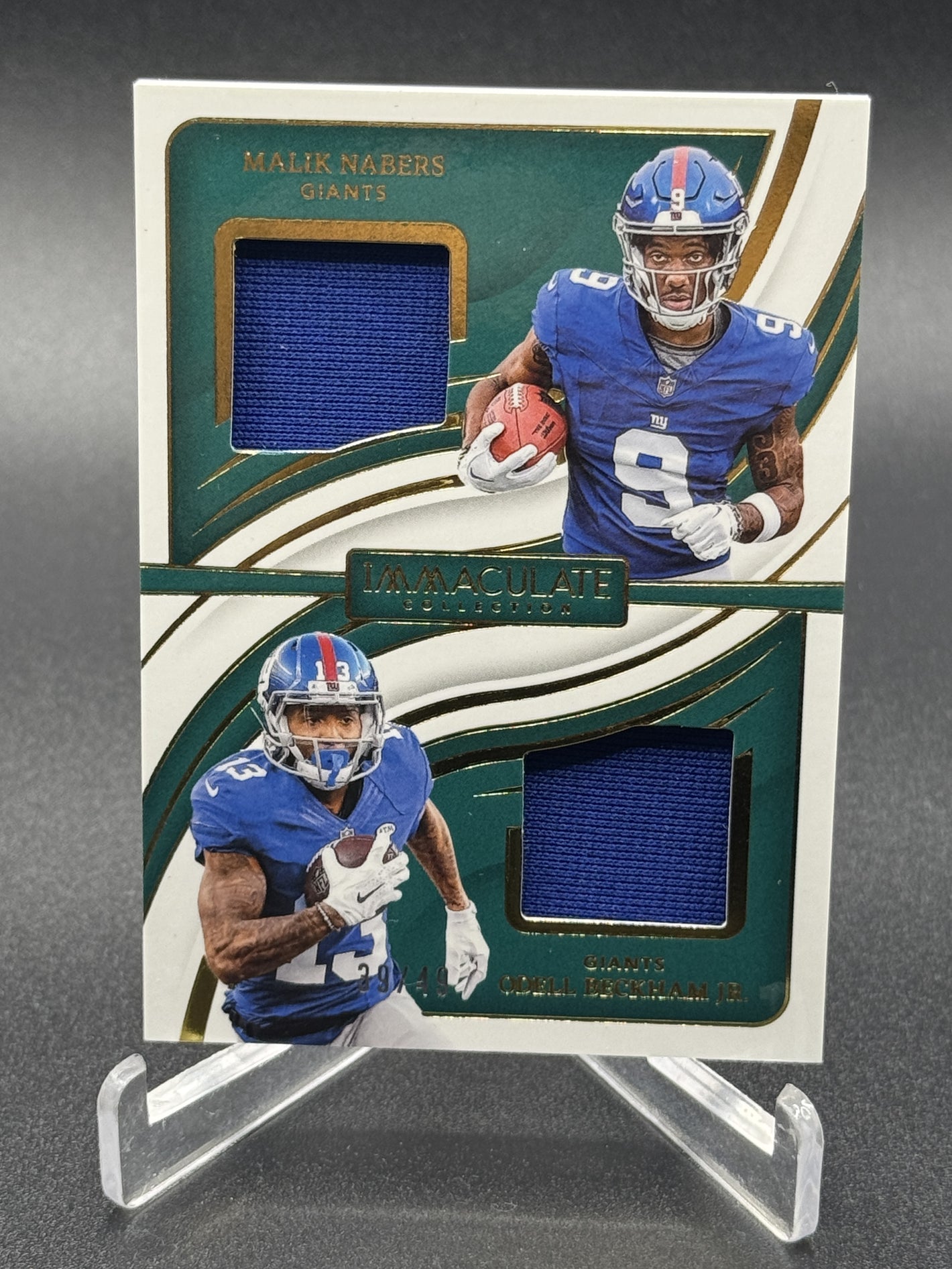 2024 Immaculate #IDJ-NYG Odell Beckham Jr. / Malik Nabers Dual Jerseys #/49