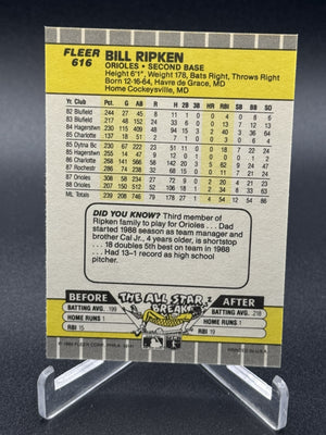 1989 Fleer #616a Bill Ripken FF Error F** Face