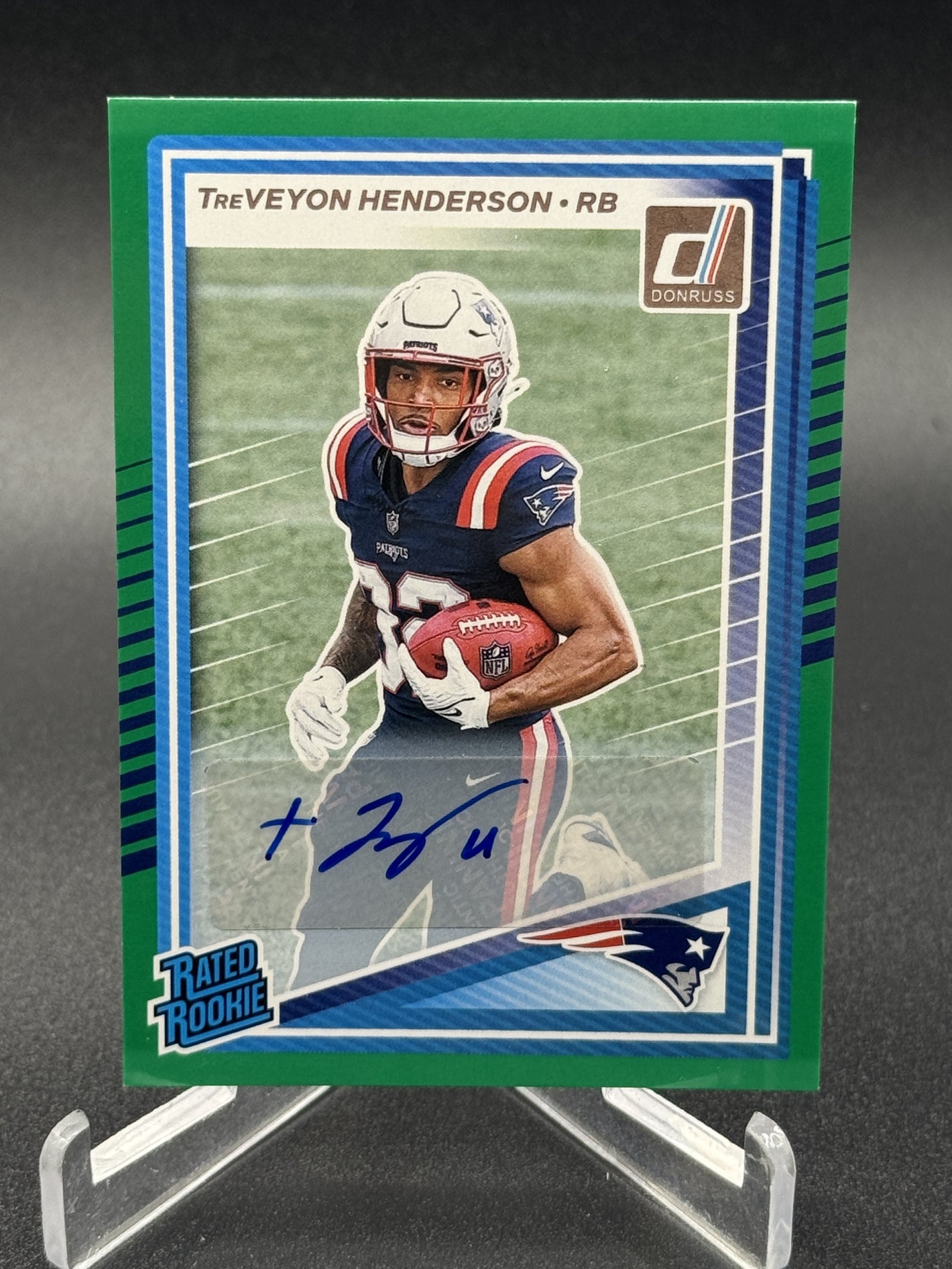 2025 Donruss #332 TreVeyon Henderson Rated Rookies Autographs Green