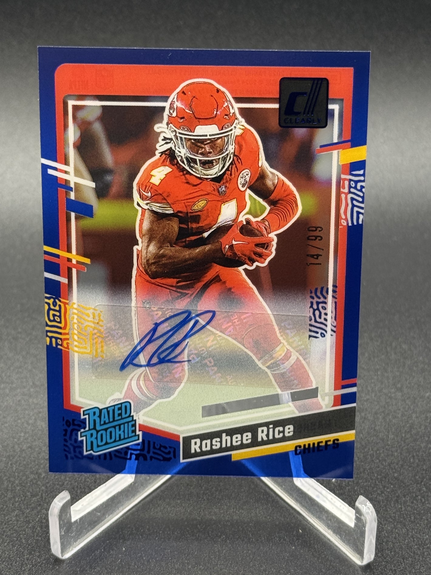 2023 Clearly Donruss #79 Rashee Rice Rated Rookie Autographs Blue #/99