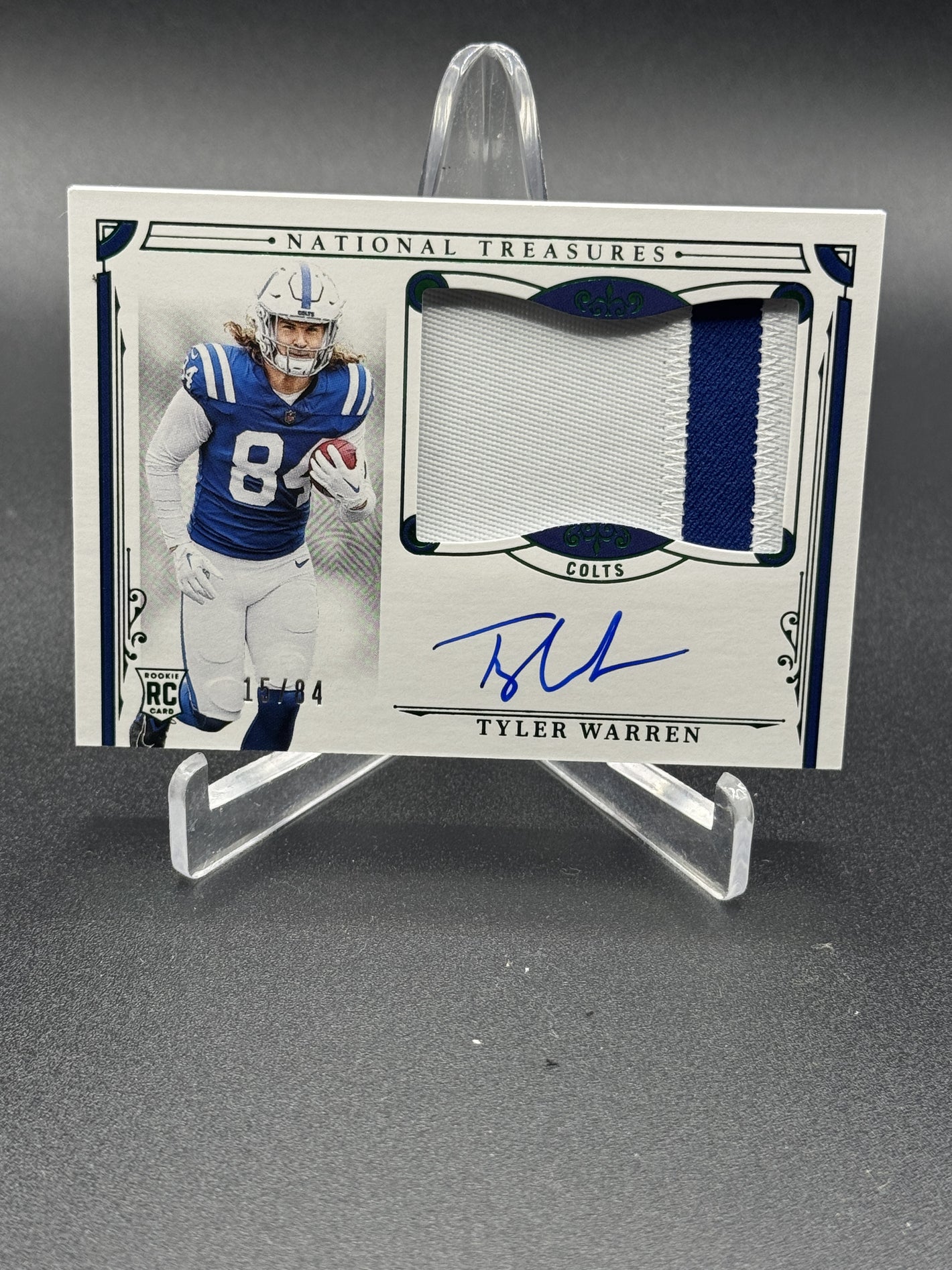 2025 National Treasures #165 Tyler Warren Rookie Patch Autographs Jersey /84