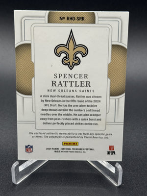 2024 National Treasures Spencer Rattler Rookie Hats Off Auto NFL Shield #/3