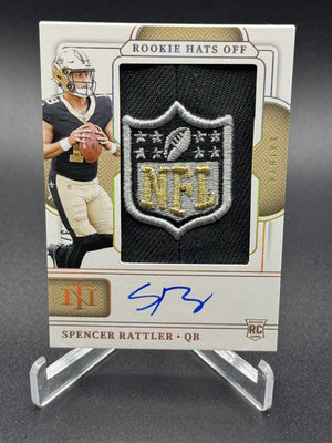 2024 National Treasures Spencer Rattler Rookie Hats Off Auto NFL Shield #/3