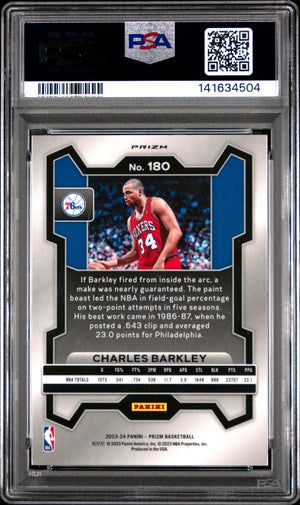 2023-24 Panini Prizm #180 Charles Barkley Prizms Red Sparkle PSA 10