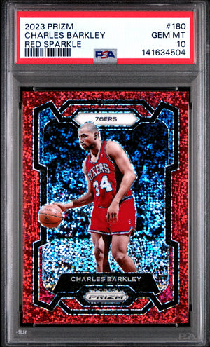 2023-24 Panini Prizm #180 Charles Barkley Prizms Red Sparkle PSA 10