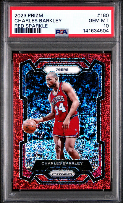 2023-24 Panini Prizm #180 Charles Barkley Prizms Red Sparkle PSA 10