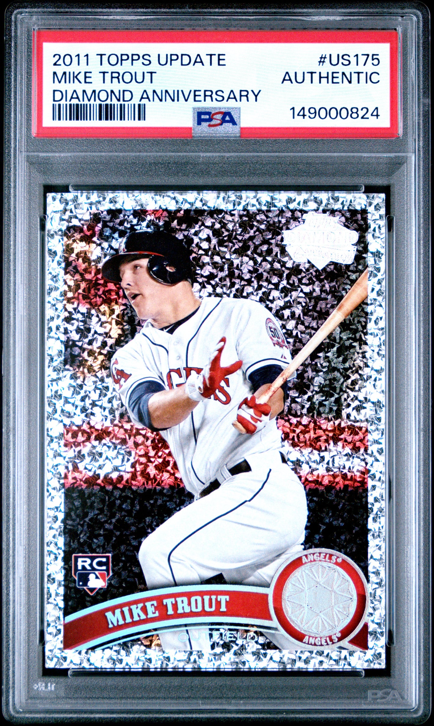 2011 Topps Update #US175 Mike Trout Rookie RC Diamond Anniversary PSA Authentic