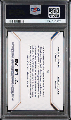 2025 Topps MVP Collection #50 Shohei Ohtani / Aaron Judge Purple Foil PSA 9