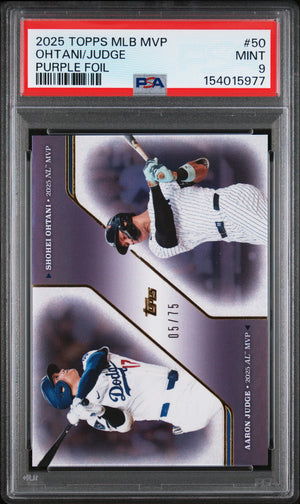 2025 Topps MVP Collection #50 Shohei Ohtani / Aaron Judge Purple Foil PSA 9