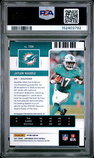 2021 Panini Contenders Optic #106 Jaylen Waddle Rookie RC Silver Auto PSA 9