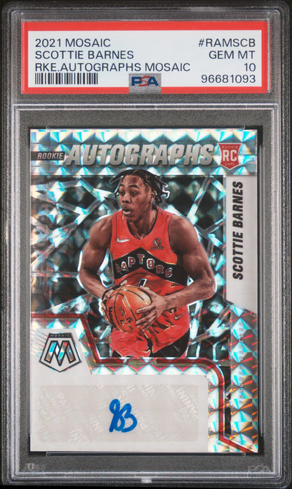 2021-22 Panini Mosaic #RAM-SCB Scottie Barnes Rookie Autographs Mosaic PSA 10