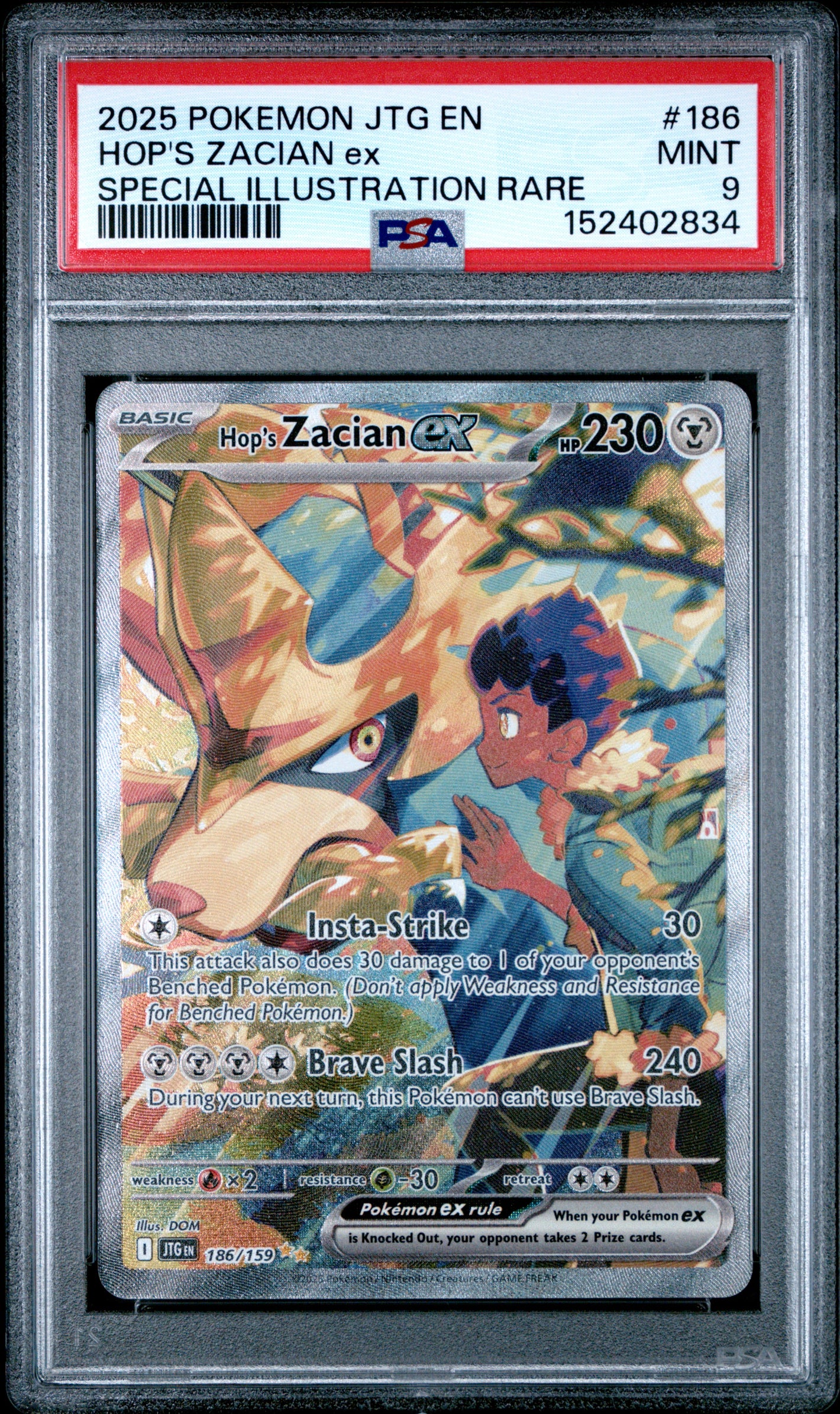 Pokemon SV09: Journey Together #186 Hop's Zacian ex SIR PSA 9